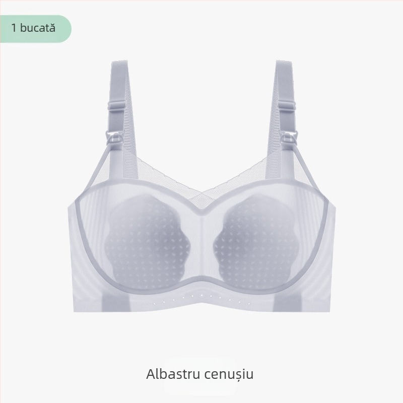 Sutien de alăptat Cat. A Peach Blossom Cup, design ușor de vară, material nylon, cupe turnate ultra-subțiri, închidere spate cu patru rânduri de cârlige, bretele fixe duble, potrivit pentru toate etapele sarcinii și alăptării