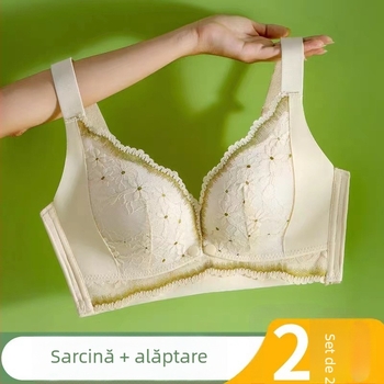 Sutien matern pentru alăptare cupe modelate subțiri, funcție de lactație, țesătură principală nylon 80–90%, bretele fixe duble, dantelă