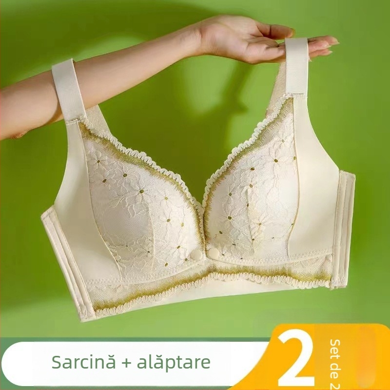 Sutien matern pentru alăptare cupe modelate subțiri, funcție de lactație, țesătură principală nylon 80–90%, bretele fixe duble, dantelă