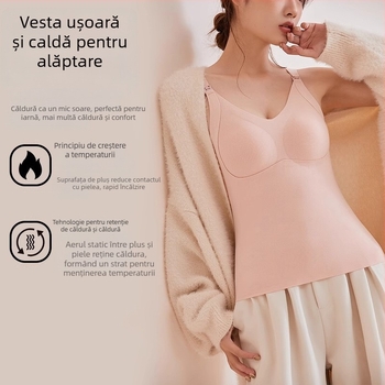 Top de maternitate pentru alăptat, cupe integrate subțiri, fără cusături, velur poliester cu căptușeală Spandex, călduț pentru toamnă-iarnă, potrivit pentru toate etapele sarcinii și alăptării