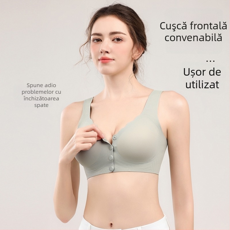 Sutien de alăptat cu închidere frontală, fără cusături vizibile, fără arcuri, susținere pentru sân, anti-cădere, postpartum și alăptare, confortabil