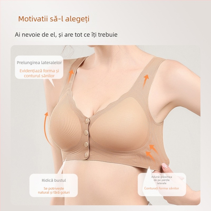 Sutien de alăptat cu închidere frontală, fără cusături vizibile, fără arcuri, susținere pentru sân, anti-cădere, postpartum și alăptare, confortabil