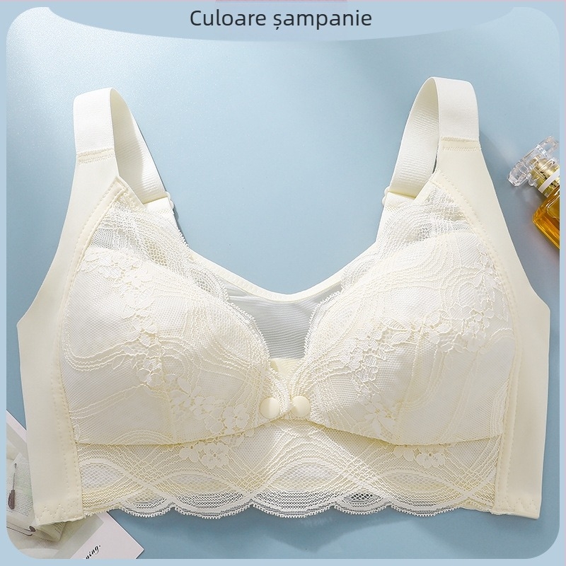 Sutien de alăptare wireless, cupe preformate ultra-subțiri, dantelă, modal, închidere spate cu patru rânduri