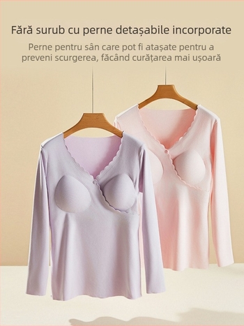 Set de pijamale pentru mame însărcinate cu top cu mâneci lungi și pantaloni, deschidere pentru alăptare, poliester, iarnă 2024