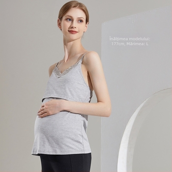 Top maternitate fără mâneci în stil sling, 95% bumbac, Spandex, guler rotund, primăvara 2024