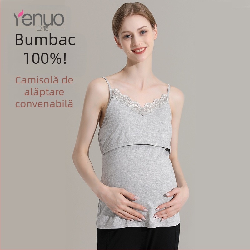 Top maternitate fără mâneci în stil sling, 95% bumbac, Spandex, guler rotund, primăvara 2024