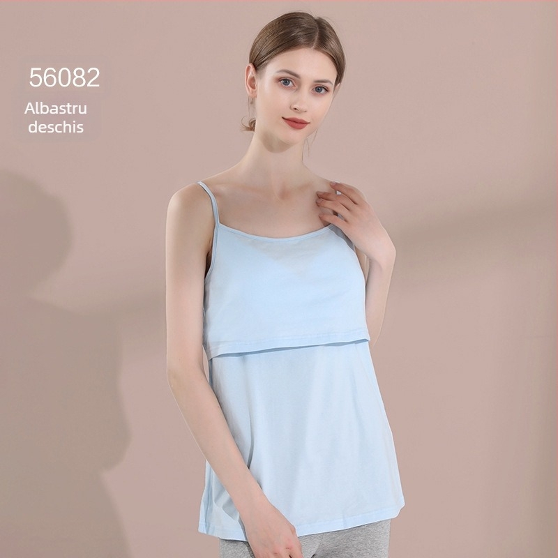 Top maternitate fără mâneci în stil sling, 95% bumbac, Spandex, guler rotund, primăvara 2024