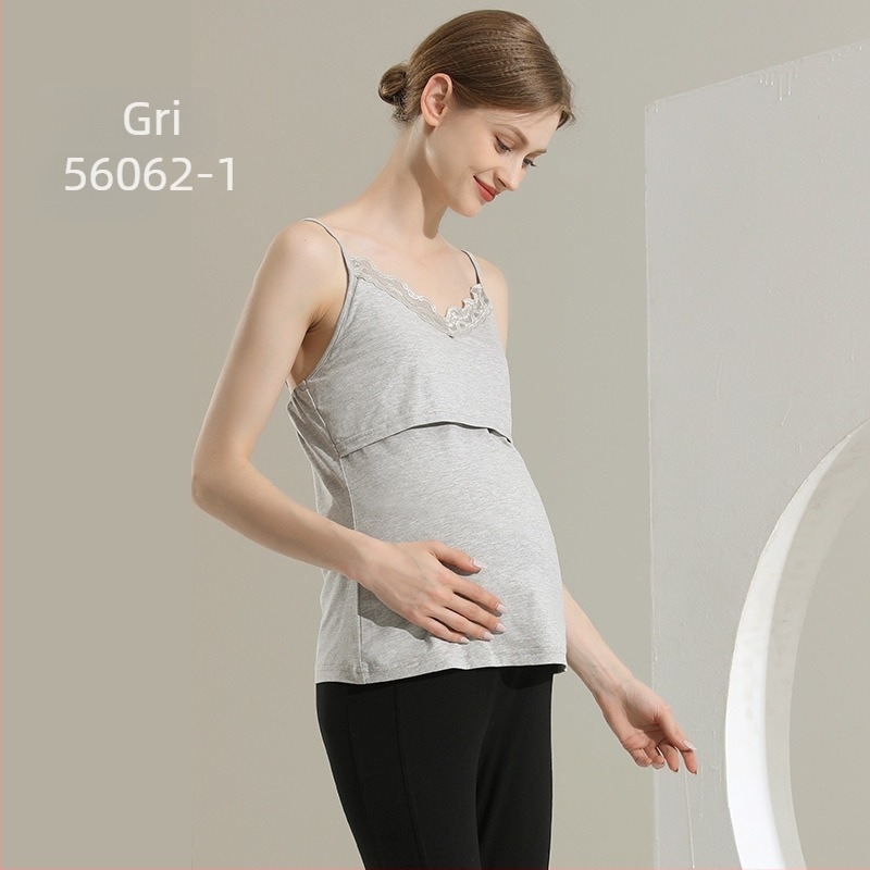 Top maternitate fără mâneci în stil sling, 95% bumbac, Spandex, guler rotund, primăvara 2024