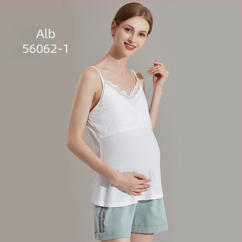 Top maternitate fără mâneci în stil sling, 95% bumbac, Spandex, guler rotund, primăvara 2024