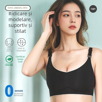 Sutien de alăptare fără sârmă, cu închidere frontală, material foarte elastic, cupe căptușite