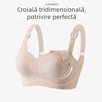  Sutien de maternitate pentru alăptare, mărime mare, anti-prolaps, subțire, cupă dintr-o singură bucată, închidere frontală, dantelă nylon