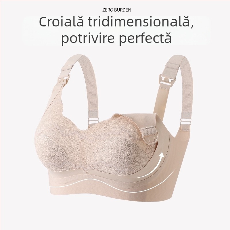  Sutien de maternitate pentru alăptare, mărime mare, anti-prolaps, subțire, cupă dintr-o singură bucată, închidere frontală, dantelă nylon