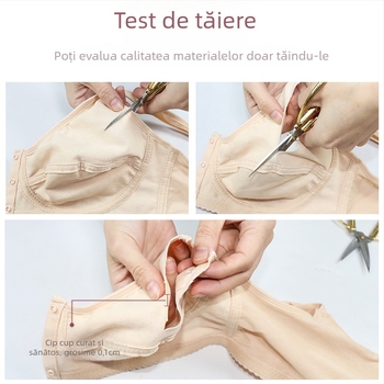 Sutien de alăptare fără sârmă, în stil vestă, cu închidere frontală, cupă 3/4, poliester-bumbac, respirabil și confortabil