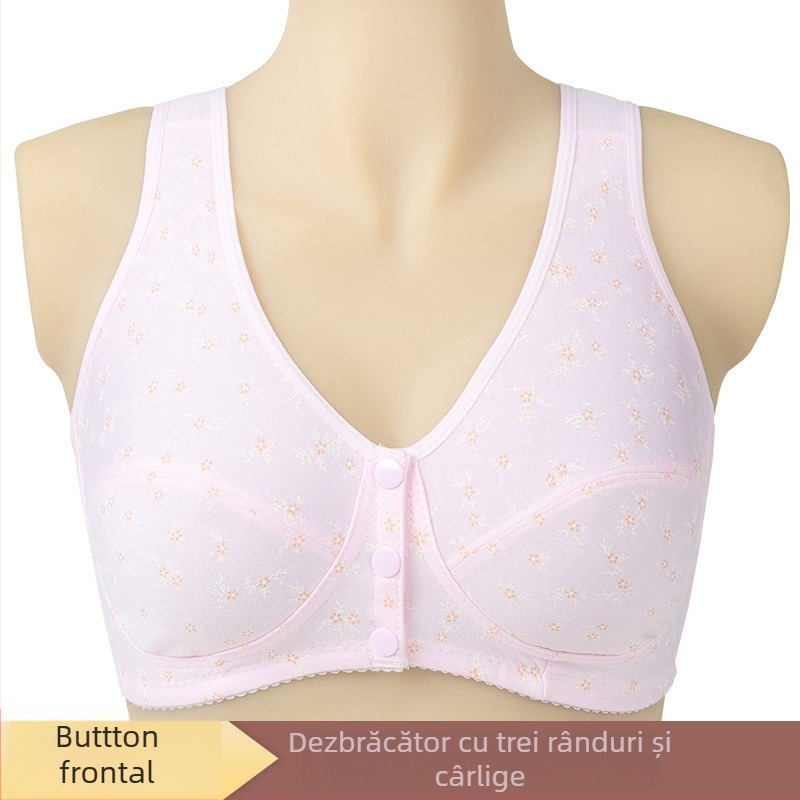 Sutien de alăptare fără sârmă, în stil vestă, cu închidere frontală, cupă 3/4, poliester-bumbac, respirabil și confortabil