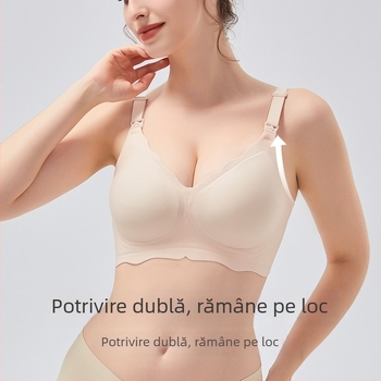  Sutien pentru alăptare pentru femei însărcinate — vară ușoară, fără cusături, respirabil; bretele detașabile duble; cupe subțiri, modelate; spate cu patru rânduri de cârlige