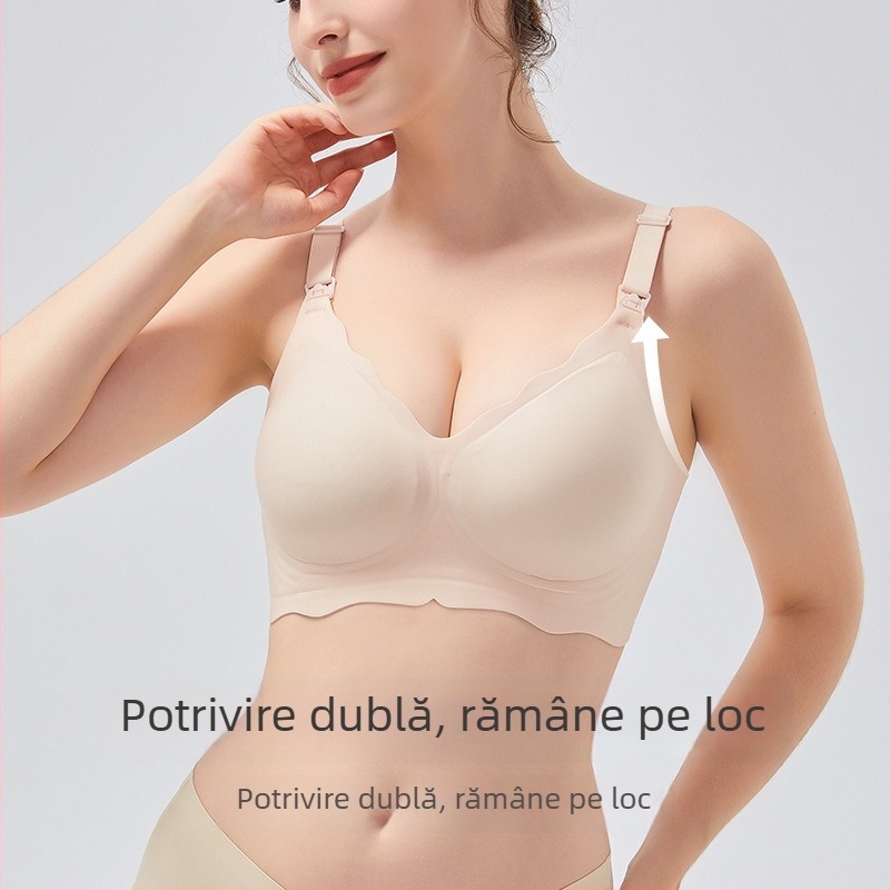  Sutien pentru alăptare pentru femei însărcinate — vară ușoară, fără cusături, respirabil; bretele detașabile duble; cupe subțiri, modelate; spate cu patru rânduri de cârlige