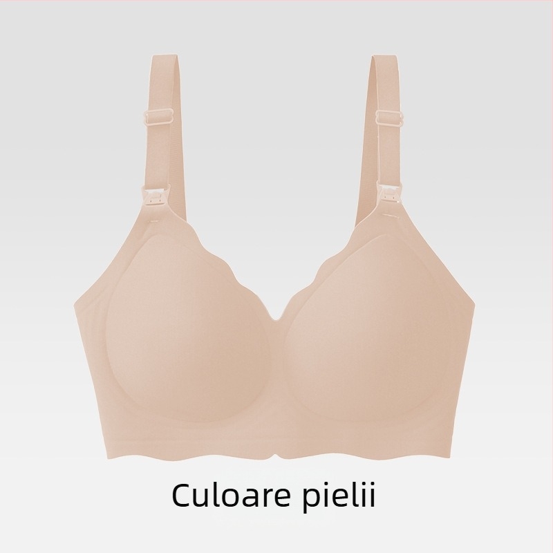  Sutien pentru alăptare pentru femei însărcinate — vară ușoară, fără cusături, respirabil; bretele detașabile duble; cupe subțiri, modelate; spate cu patru rânduri de cârlige
