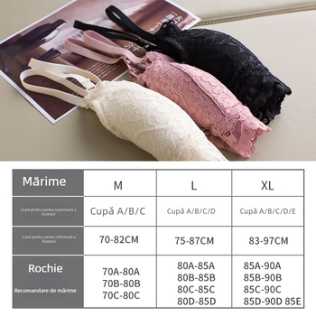 Sutien de alăptare postpartum, cu dantelă, modal respirabil, fără fir, cupe modelate, închidere dorsală cu două rânduri de cârlige, bretele fixe