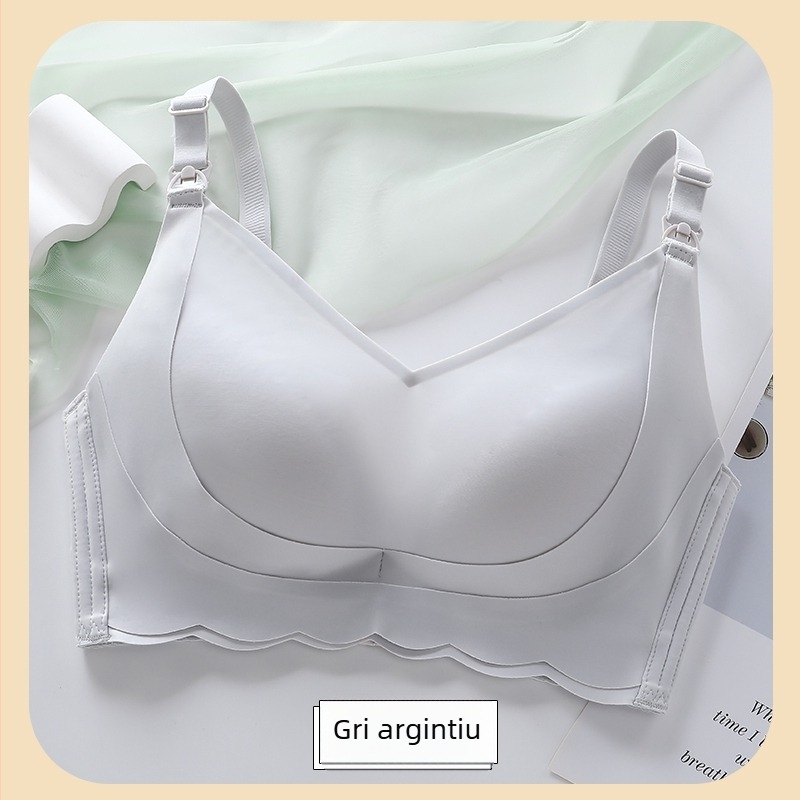 Sutien de alăptare pentru sarcină și perioada postnatală, cupe subțiri modelate, din bumbac, design dintr-un singur pies, bretele fixe, închidere la spate cu patru rânduri de cârlige