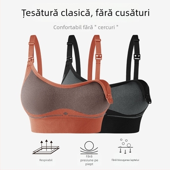 Sutien de alăptare pentru maternitate – fără sârmă, fără cusături, cupe modelate medii, material principal nailon, căptușeală spandex, închidere la spate cu patru rânduri de cârlige