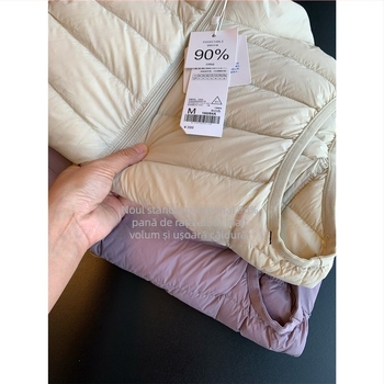 Vesta de puf din nylon, croială Slim, umplutură din puf de gâscă alb 86–90%, fermoar
