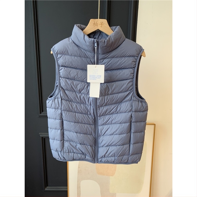 Vesta de puf din nylon, croială Slim, umplutură din puf de gâscă alb 86–90%, fermoar