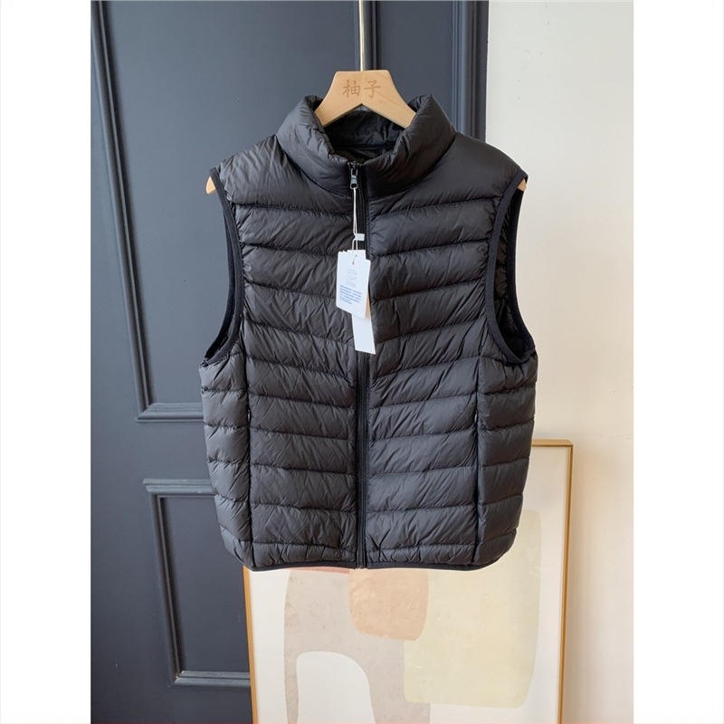 Vesta de puf din nylon, croială Slim, umplutură din puf de gâscă alb 86–90%, fermoar