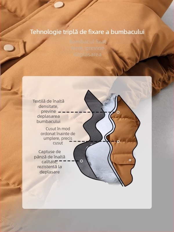 Geacă cu umplutură din bumbac, croială lejeră, umplutură: bumbac, material principal: poliester, căptușeală: fibre de acetat