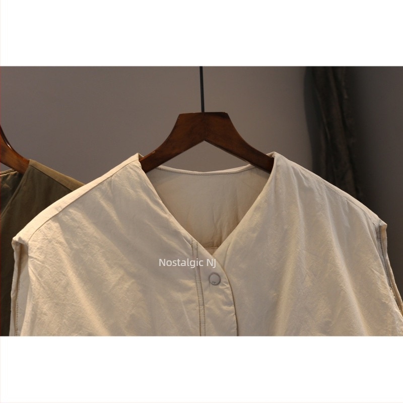 Vesta fără mâneci pentru femei, stil etnic retro, bumbac 95%+, umplutură din bumbac, guler halter, închidere cu trei nasturi