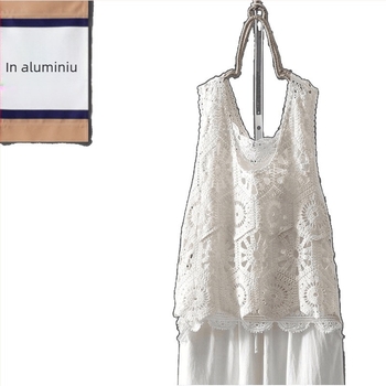 Vesta-cape din bumbac cu umplutură de kapok, model romb, guler rotund, fără mâneci, pulover, primăvara 2025