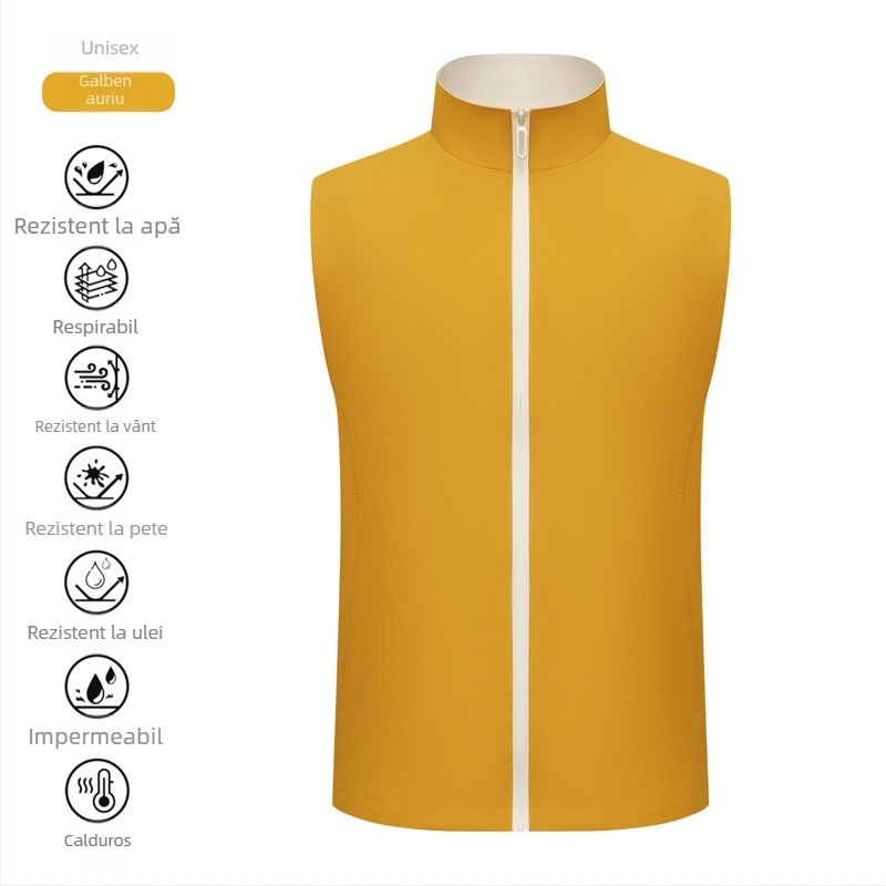 Vestă de lucru pentru catering, cu fermoar, croială lejeră, țesătură din bumbac-amestec, utilizare în toate cele patru anotimpuri, logo personalizat