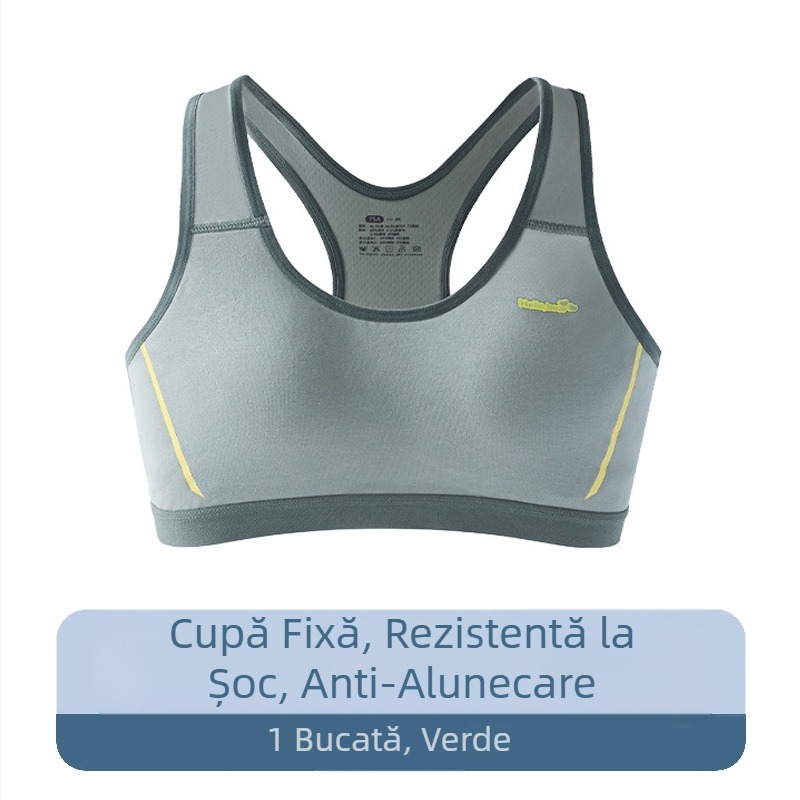 Sutien sport pentru adolescente, stil vestă, cupe cu formă completă, cupe modelate subțiri, material modal-cotton, respirabil, absorbant de transpirație, bretele reglabile