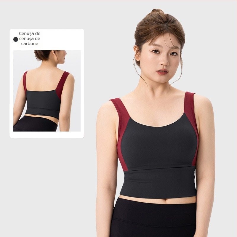Bustier sport pentru femei, yoga și fitness, cupe fixe în formă de picătură de apă, material nylon-spandex strâns, lungime până la abdomen, cupe cu protecție la sân, suport solid — Keep ball, Toamnă-Iarnă 2025