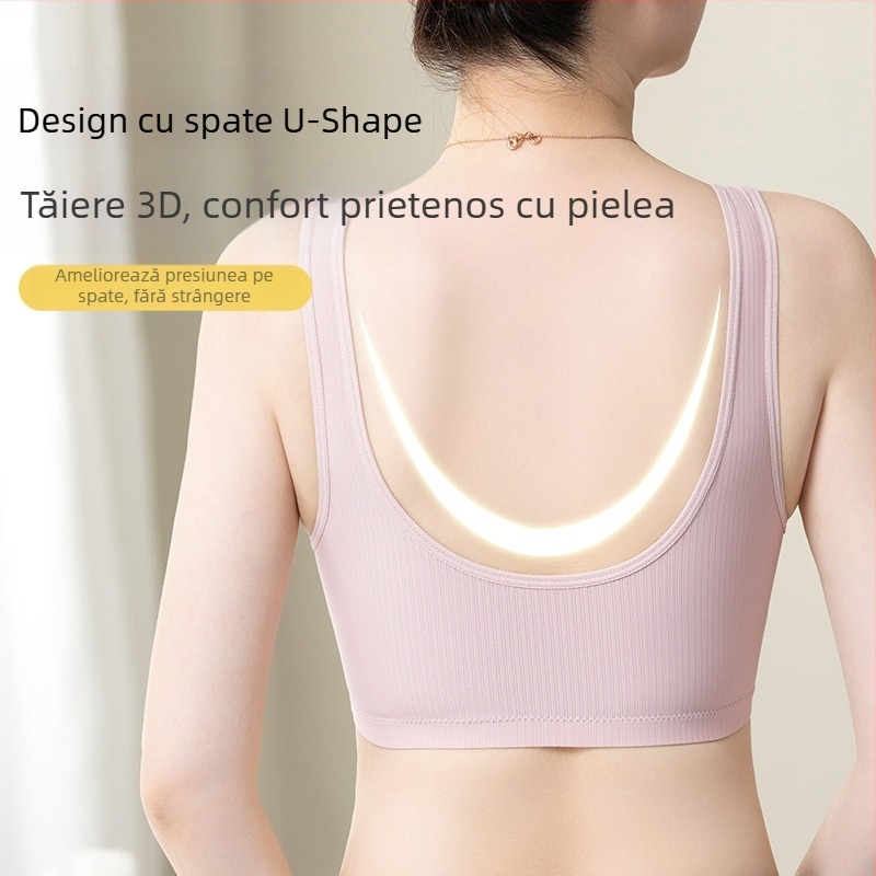 Tingfei Sutien din Nailon fără arc cupe complete, Cupă turnată subțire, căptușeală din bumbac, stil vestă, bretele duble fixe