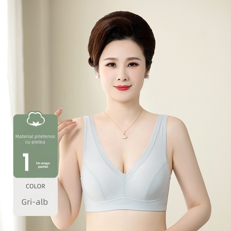 Tingfei Sutien din Nailon fără arc cupe complete, Cupă turnată subțire, căptușeală din bumbac, stil vestă, bretele duble fixe