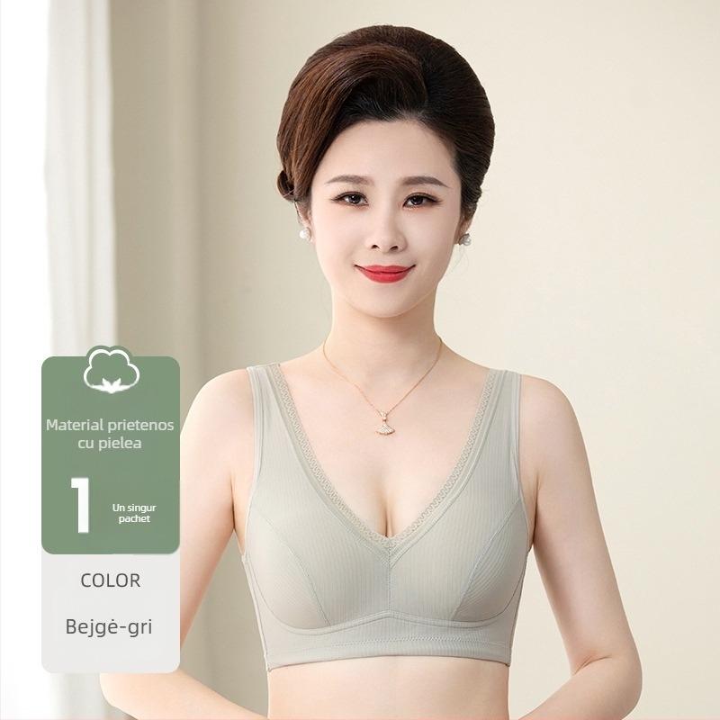 Tingfei Sutien din Nailon fără arc cupe complete, Cupă turnată subțire, căptușeală din bumbac, stil vestă, bretele duble fixe
