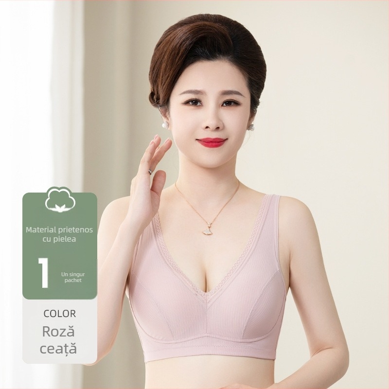 Tingfei Sutien din Nailon fără arc cupe complete, Cupă turnată subțire, căptușeală din bumbac, stil vestă, bretele duble fixe