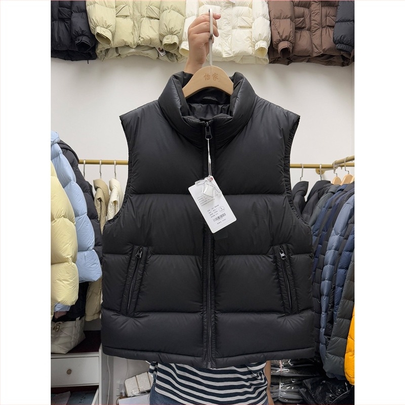 Vesta de puf pentru bărbați cu guler înalt, fermoar, croială lejeră, iarnă, umplutură din puf de rață 86-90%, țesătură din poliester