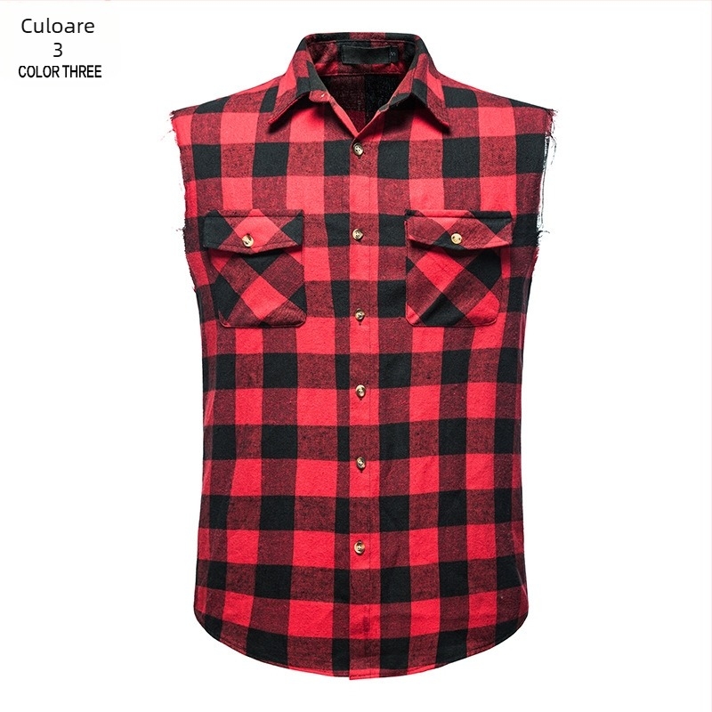 Cămașă casual pentru bărbați în carouri, croială slim, material din bumbac amestecat, 70% bumbac