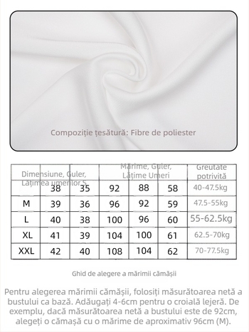 Cămașă fără mâneci pentru femei – chiffon, poliester 95%+, guler polo, croială slim, fără călcare