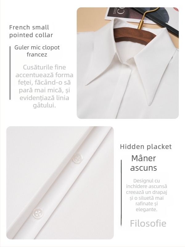 Cămașă fără mâneci pentru femei – chiffon, poliester 95%+, guler polo, croială slim, fără călcare