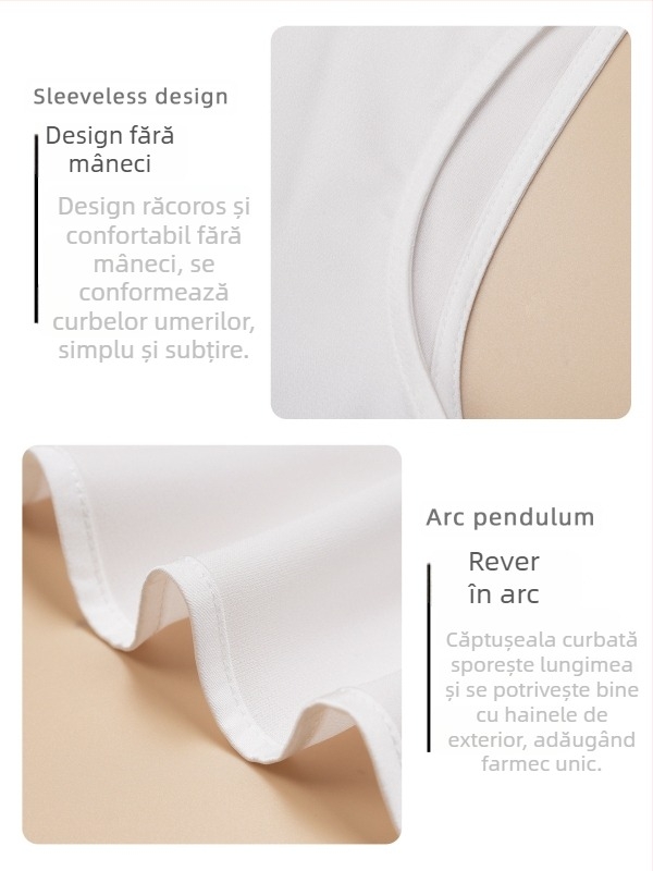 Cămașă fără mâneci pentru femei – chiffon, poliester 95%+, guler polo, croială slim, fără călcare