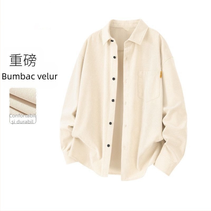 Cămașă de bărbați din mătase, croi lejer, guler înalt, mâneci lungi, stil vintage