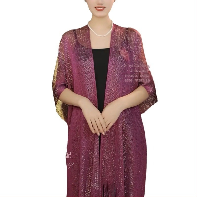 Șal din mătase lucioasă, lung, ușor, versatil, pentru mărimi mari, accesoriu elegant