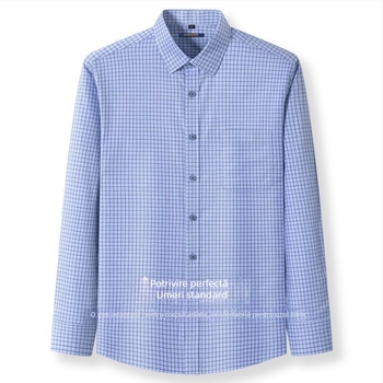 Cămașă Romon din bumbac, mâneci lungi, croială Slim Fit, guler drept, model bloc, casual, 96% bumbac