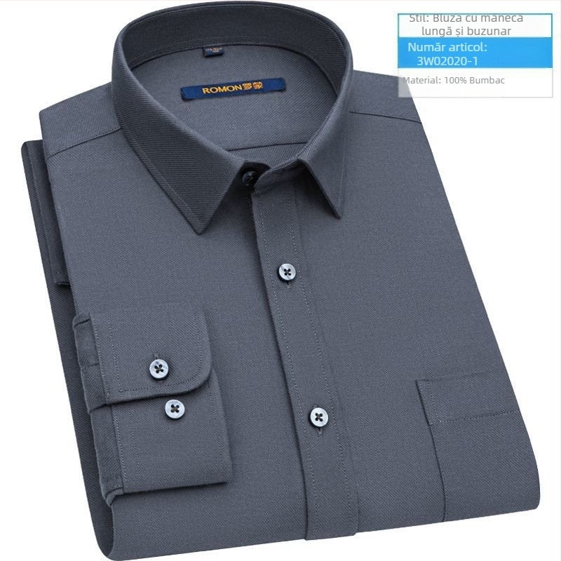 Cămașă Romon din bumbac, mâneci lungi, croială Slim Fit, guler drept, model bloc, casual, 96% bumbac