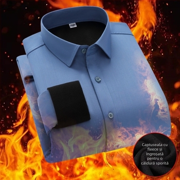 Cămașă bărbați din mătase de dud, căptușită cu fleece, mâneci lungi, guler drept pătrat, grosime mare, pentru iarnă 2024, îmbrăcăminte de afaceri
