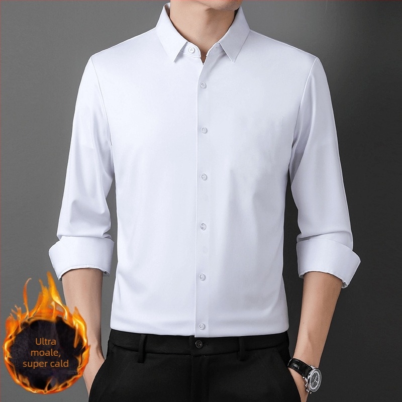 Cămașă bărbați, stil business, din rayon, guler stand, mâneci lungi, fără călcare