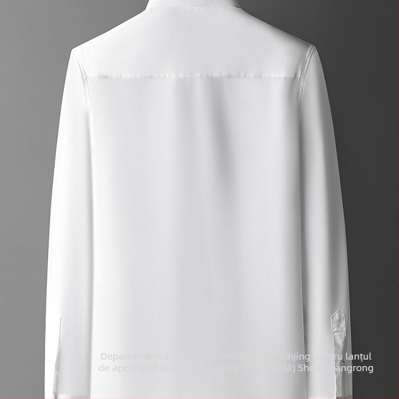 Cămașă bărbați cu mâneci lungi, croială slim, imprimeu, țesătură din cânepă (51–70%), guler lat