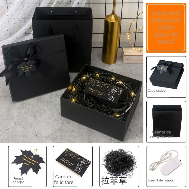 Cutie cadou în stil Ins - ambalaj superb, design simplu și modern, fabricație nano, imprimare logo disponibilă, brand Unique, material Jam, potrivită pentru ziua de naștere